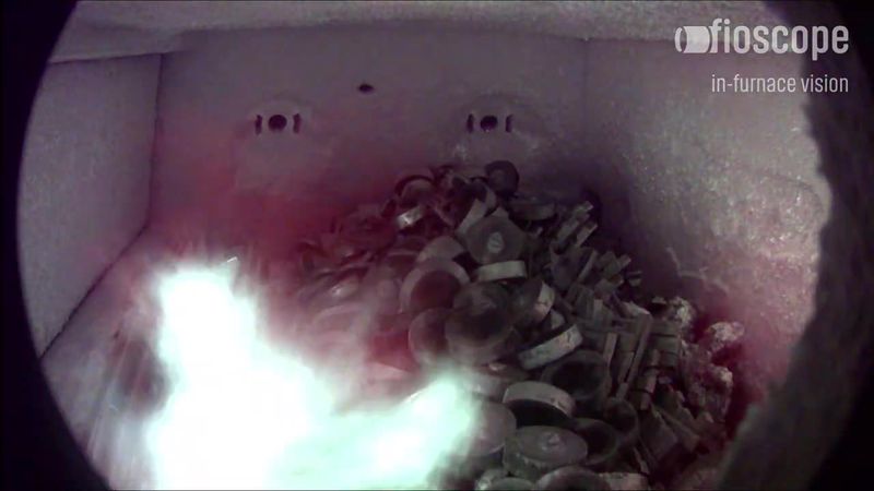 In-furnace camera footage from a single-chamber reverberatory furnace
